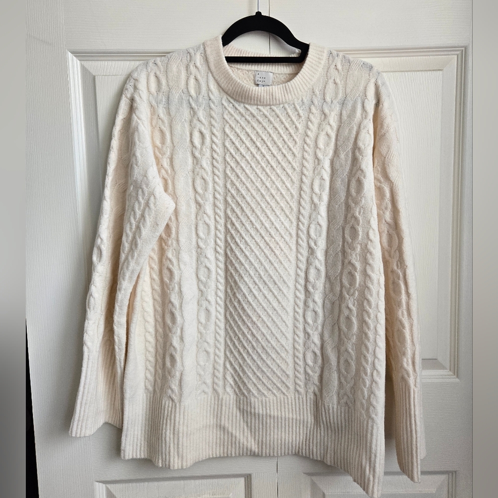 A New Day Ivory Cable Knit Sweater